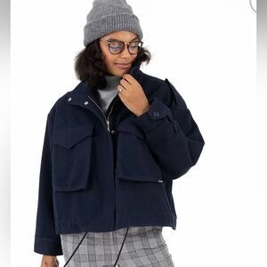 NWT Nine West Navy Utility Sherpa-Lined Jacket — Size M